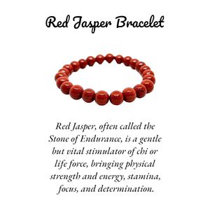 สร้อยข้อมือคริสตัลแจสเปอร์สีแดง8มม. ทำมือปรับได้พลังงานทางศาสนาฮวงจุ้ยสำหรับผู้หญิงผู้ชาย - Product Image 5