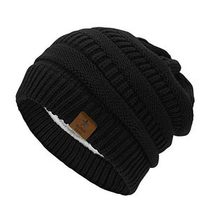 En gros femmes hiver chaud tricoté crâne Slouchy sans manchette doublé polaire CC Beanie chapeau unisexe respirant boonie Logo personnalisé - Product Image 5