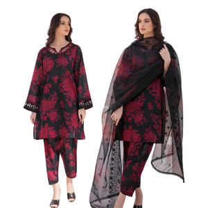 Hot Selling Wholesale OEM Custom Logo Casual <b>Dresses</b> From Pakistan Shalwar Kamiz <b>Suits</b> <b>for</b> <b>Ladies</b> with Embroidered Shawls Women - Product Image 4