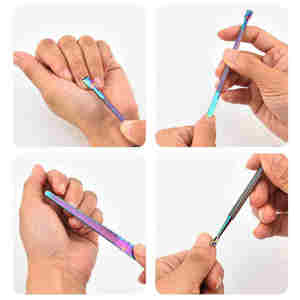 Empujador de cutículas de uñas de acero inoxidable de alta calidad de doble extremo y respetuoso con la piel, seguro y eficiente para la limpieza de uñas, venta al por mayor - Product Image 3