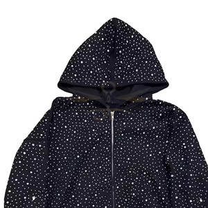 Nueva llegada de sudadera con cremallera de diamantes de imitación con gemas brillantes Ropa informal cómoda y llamativa - Product Image 4