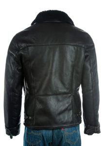 Chaqueta de Invierno de Cuero Genuino para Hombre, Diseño Superior, 100% de Alta Calidad, Cuello Alto, Manga Larga, Logotipo Personalizado, Impermeable y Resistente al Viento - Product Image 4