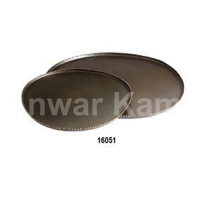 โบราณโลหะและไม้รอบถาดเสิร์ฟ - Product Image 5