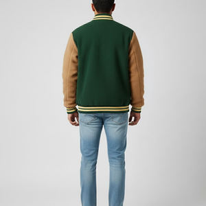 Wholesale <b>High</b> Quality Fleece Varsity Jacket For Men Chenille Embroidery <b>Leather</b> Sleeves Letterman Varsity Winter Jacket - Product Image 2