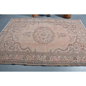 Vintage Beige Turkish <b>Rug</b> 6x8ft Handmade Wool <b>Boho</b> Style Patchwork Latex Rectangle Hallway for Bedside 6x8 Vintage Bedside <b>Rug</b> - Product Image 3