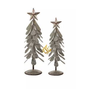 Ornements de Noël Élégant Designer Arbre Décoratif Père Noël Dessus de Table Ornements de Noël Ensemble de 2 Boîte Marron Noël - Product Image 1