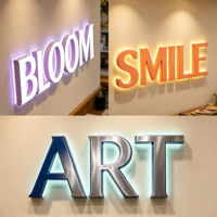 Lettres en relief 3D personnalisées rétroéclairées par LED, en acrylique bleu, avec bandes LED écologiques, pour enseigne de magasin, logo d'entreprise, montage mural extérieur