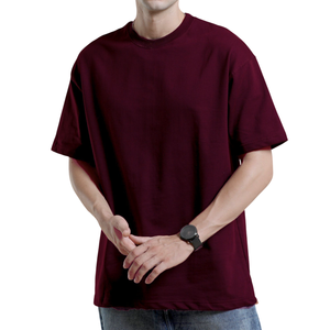 เสื้อยืดผู้ชายโอเวอร์ไซส์ผ้าคอตตอน100% พรีเมี่ยม, ทรงหลวมไหล่ปล่อยยาวปกติกำหนดโลโก้ได้เอง - Product Image 1