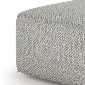 Pouf carré bohème en coton mélangé gris à motifs, fait à la main, décoratif, mobile, meuble pour la maison ou le bureau - Product Image 2