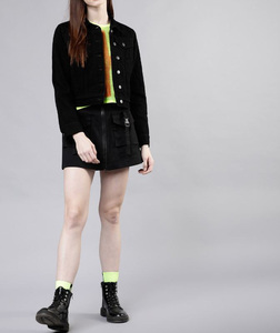 Veste bomber en denim personnalisée OEM, veste en denim unie pour homme, veste en denim unisexe pour femme avec rayures et broderie, prix ajustable - Product Image 6