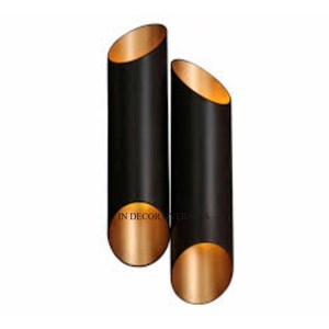 เชิงเทียนติดผนังโลหะทนทานสีดำเคลือบด้วยผงภายในและภายนอกชุบทอง - Product Image 1