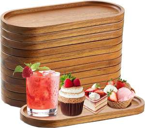 Plateau de service rectangulaire en bois écologique de luxe et assiettes ovales, vaisselle facile à nettoyer - Product Image 1