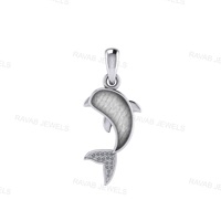 Bonne qualité 925 Sterling argent massif dauphin Zircon pendentif à breloque personnalisé Simple bijoux mignon Animal Design pour cadeau d'anniversaire