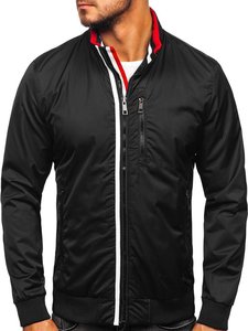 Veste coupe-vent en nylon noir uni avec fermeture éclair complète pour hommes, vêtements de rue imperméables pour les activités de plein air, collection hiver/printemps - Product Image 2
