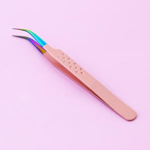 Extensions de cils personnalisées pince à épiler arc-en-ciel en acier inoxydable pointe en fibre pince à épiler méga volume pince à épiler classique incurvée antidérapante - Product Image 1