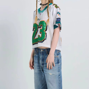 Maillot de football personnalisé pour femmes, taille plus, coupe ample, respirant, en maille de polyester, maillot de football pour streetwear, t-shirt - Product Image 3