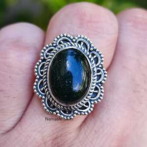 925 Sterling <b>Silver</b> Green Jade <b>Ring</b> Handmade Boho <b>Statement</b> Promise <b>Ring</b> with Natural Oval Gemstone March Birthstone Jewelry - Product Image 4