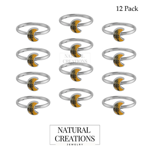 925 plata esterlina forma de luna Bumble Bee anillo apilable bisel ajuste elegante moda compromiso aniversario boda fiesta regalo - Product Image 2