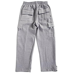Prácticos y elegantes pantalones Cargo de lona de algodón 100% para hombre, sueltos, de gran tamaño, con logotipo personalizado impreso, Frente plano, informal, para entrenamiento, trotar - Product Image 3