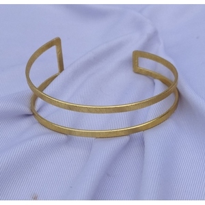 Handmade Classic Gold Plated Brass Cuff Bracelets Geometric Shape Patterned <b>Bangles</b> - Product Image 4