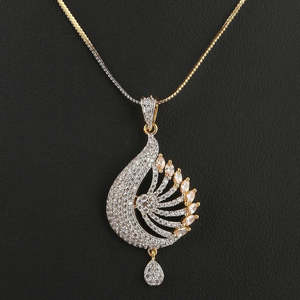 American Diamond <b>Locket</b> Set - Silver & Golden - Product Image 3
