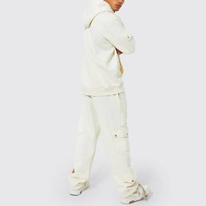 Ensemble de pulls à capuche et de pantalons de survêtement pour hommes, cargo à logo personnalisé, combinaison flop cargo, survêtement avec poche, pantalon évasé - Product Image 2