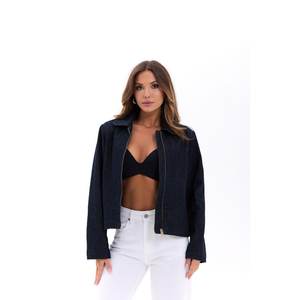 เสื้อแจ็คเก็ตยีนส์สีกรมท่าเข้มสำหรับผู้หญิง รุ่น 7486 ดีไซน์หรูหรา - Product Image 5