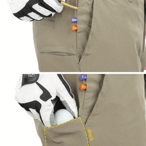 Men's Solid Pleated Golf <b>Shorts</b> <b>With</b> <b>Pockets</b>, Slight Stretch Regular <b>Shorts</b> For Business, <b>Sports</b> And Casual Wear - Product Image 5