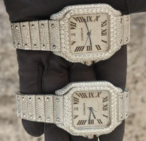 Moda de luxo Totalmente Iced Out Relógio De Pulso Handmade VVS Claridade <span class=keywords><strong>Moissanite</strong></span> Diamante Cronógrafo Preço Barato para Homens e Mulheres