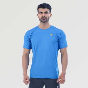 T-shirt bleu Flex Flow pour la gymnastique, vêtements de performance et de fitness - Product Image 1