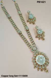 ENSEMBLE DE BIJOUX INDIENS TRADITIONNELS ET À LA MODE EN CUIVRE ENSEMBLE DE BIJOUX DE MARIAGE POUR FEMMES BOUCLES D'OREILLES ET COLLIER - Product Image 3