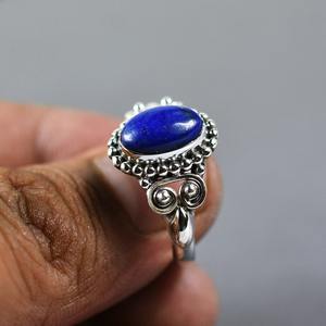 Anillo de piedras preciosas de lapislázuli de Plata de Ley 925 estilo bohemio, anillo de plata hecho a mano, joyería para mujer, regalo de boda para ella - Product Image 2