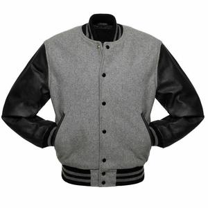 Classic Letterman Baseball Sports Wool & Genuine Leather Varsity Bomber Jacket - Product Image 2