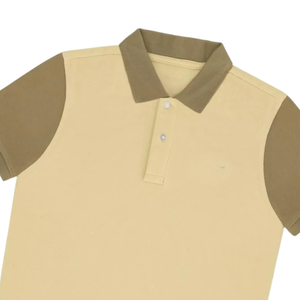 Camisa Polo Beige para Hombre con Mangas Marrones, Elegante, Informal, de Algodón, Cómoda, de Manga Corta, a la Moda - Product Image 2