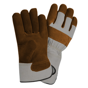 Gants de travail en cuir de vachette fendu avec logo personnalisable de haute qualité - Product Image 6