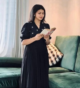 Main bloc imprimé coton écologique à manches courtes robe d'été confortable tenue décontracté taille naturelle vente saint valentin cadeau - Product Image 2