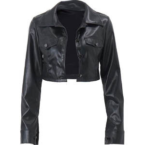 Chaquetas de Cuero Cortas para Mujer, Chaqueta Ligera de Moda, Chaquetas de Cuero Cortas Modernas para Mujer - Product Image 1