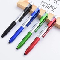 Stylo à bille pliable multifonction 4 en 1, stylet capacitif (lampe de poche + support) pour tablette, téléphone portable, support de téléphone portable