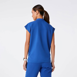 Besex Set scrub seragam kustom biru <span class=keywords><strong>Royal</strong></span> grosir scrub bedah peregangan untuk pria dan wanita pemasok produsen - Product Image 2
