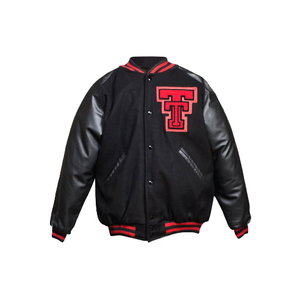 Chaquetas universitarias Diseño personalizado de alta calidad al por mayor Lana Mangas de cuero Chaquetas universitarias Chaqueta de béisbol universitaria para hombres - Product Image 1