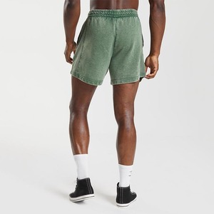 Pantalones cortos lavados personalizados Parche de rizo francés Bordado Transpirable 100% Algodón Streetwear Vintage Sun Faded Acid Wash Shorts para hombres - Product Image 3