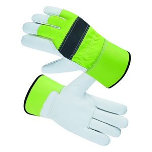 Guantes económicos baratos de cuero para aparejo Guantes de protección de manos de seguridad para jardinería con división de vaca Función de alimentos Protección de Trabajo gratis - Product Image 2