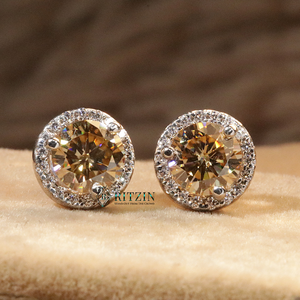 Boucles d'oreilles créoles en moissanite jaune taille ronde avec options en argent sterling et or, style néo-gothique pour femme - Product Image 1