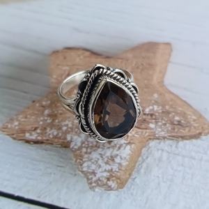 925 Sterling Silver Fine Work <b>Ring</b> with Natural Smoky <b>Quartz</b> Gemstone Classic Vintage Jewelry for Wedding Anniversary & Parties - Product Image 6