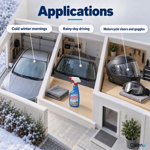 Spray Antiappannamento 150ml per Parabrezza Auto, Vetri Interni, Specchietti, Visiere Moto, Occhiali, Etichetta Privata OEM - Product Image 3