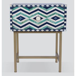 Table de chevet en bois massif Djvu avec incrustation d'os Meubles de chambre à coucher élégants - Product Image 4