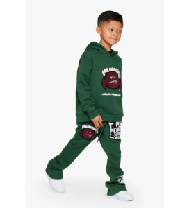 Ensemble survêtement pour enfants grande taille personnalisé avec capuche et imprimé graphique, jogging en polaire bleu, tenue de rue imprimée, ensemble deux pièces - Product Image 5