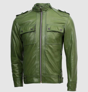 Chaqueta Bomber de Cuero Genuino para Hombre con Cuello Alto, Logotipo Frontal, Impermeable y Cortavientos, Versátil para la Noche, para la Temporada de Frío - Product Image 5
