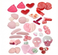 Zweedse stijl snoepjes met bananen, toffee, aardbei, vanille en bubblegum smaken, gelatinevrij, roze set.