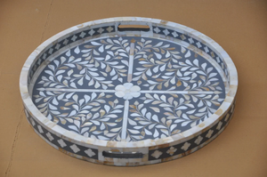 Prix usine direct indien fait à la main luxe bois os incrustation plateau 100% naturel haute qualité plateau de service maison cuisine décorative - Product Image 3
